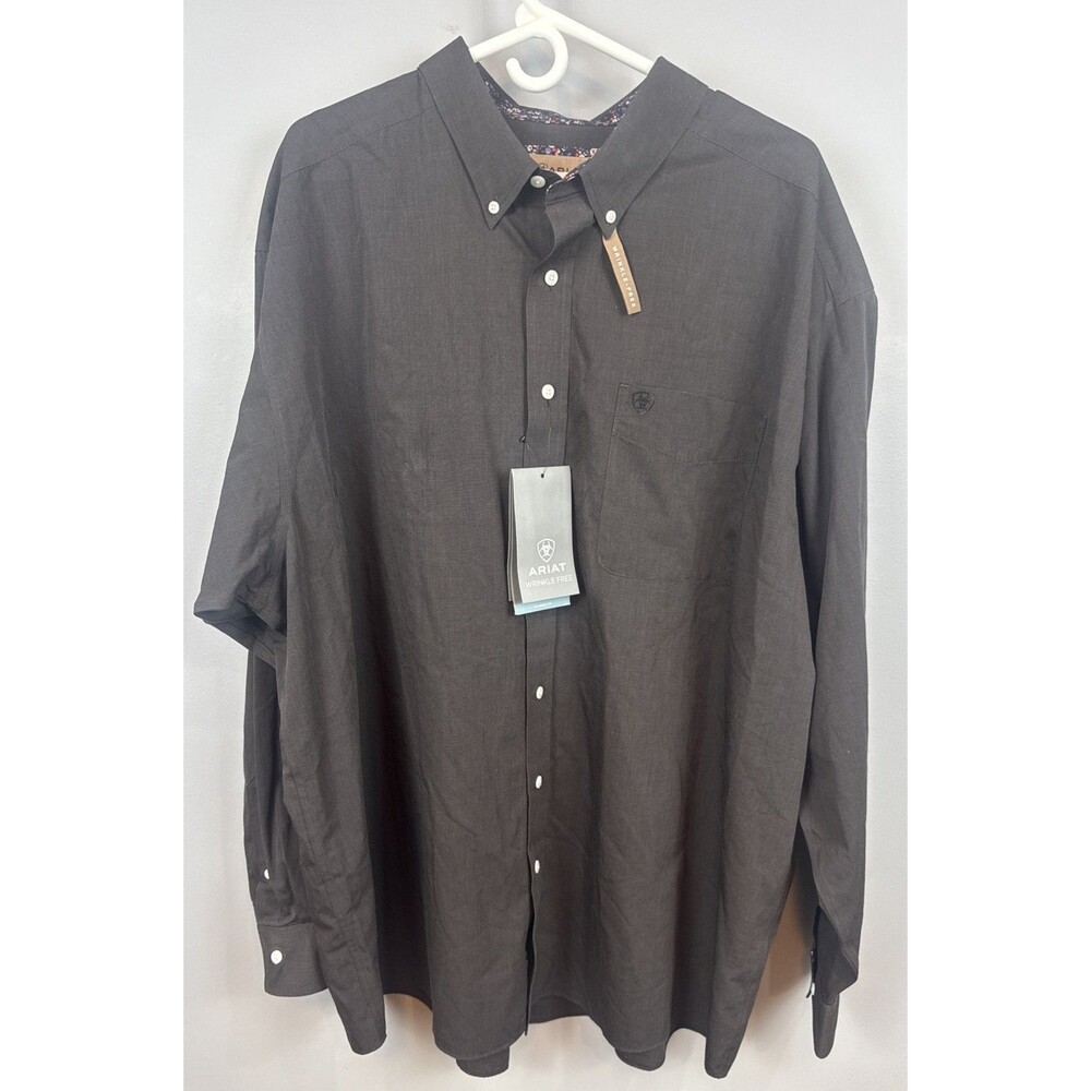 NWT Arait Men’s Blk Pinpoint Oxford Classic LS Connealy Angus On Cuff 3XL